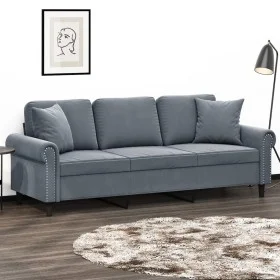 3-seater sofa with dark gray velvet cushions 180 cm by , Sofas - Ref: Foro24-3200956, Price: 291,76 €, Discount: %