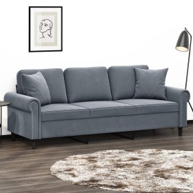 3-Sitzer-Sofa mit dunkelgrauen Samtkissen 180 cm von , Sofas - Ref: Foro24-3200956, Preis: 296,24 €, Rabatt: %