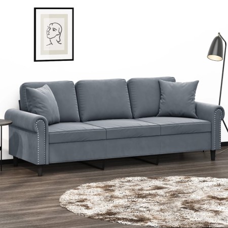 3-seater sofa with dark gray velvet cushions 180 cm by , Sofas - Ref: Foro24-3200956, Price: 296,24 €, Discount: %