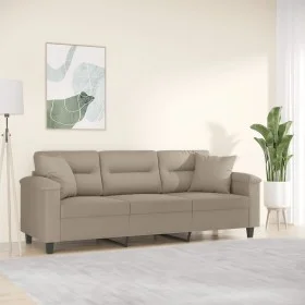 3-seater sofa with taupe gray microfiber fabric cushions 180 cm by , Sofas - Ref: Foro24-3200977, Price: 359,59 €, Discount: %