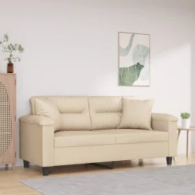 2-Sitzer-Sofa mit cremefarbenen Mikrofaser-Stoffkissen, 140 cm von , Sofas - Ref: Foro24-3200975, Preis: 247,06 €, Rabatt: %