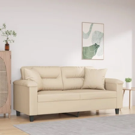 2-seater sofa with cream microfiber fabric cushions 140 cm by , Sofas - Ref: Foro24-3200975, Price: 247,06 €, Discount: %