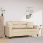 2-seater sofa with cream microfiber fabric cushions 140 cm by , Sofas - Ref: Foro24-3200975, Price: 252,83 €, Discount: %