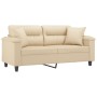 2-seater sofa with cream microfiber fabric cushions 140 cm by , Sofas - Ref: Foro24-3200975, Price: 252,83 €, Discount: %
