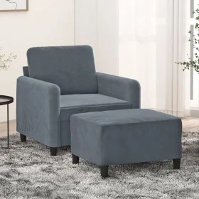 Dunkelgrauer Samtsessel mit Hocker 60 cm von , Sofas - Ref: Foro24-3201165, Preis: 187,60 €, Rabatt: %