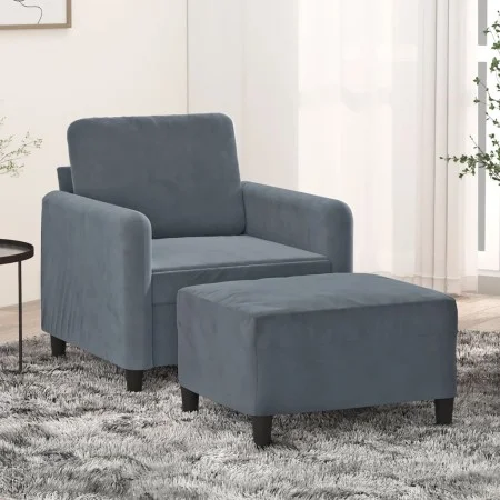 Dunkelgrauer Samtsessel mit Hocker 60 cm von , Sofas - Ref: Foro24-3201165, Preis: 187,60 €, Rabatt: %