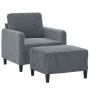 Dunkelgrauer Samtsessel mit Hocker 60 cm von , Sofas - Ref: Foro24-3201165, Preis: 187,60 €, Rabatt: %