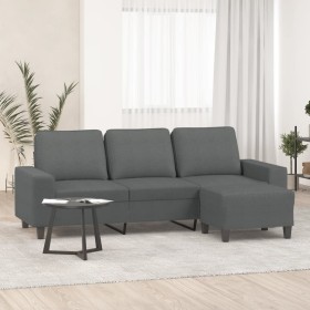 3-seater sofa with stool in dark gray fabric 180 cm by , Sofas - Ref: Foro24-3201152, Price: 350,49 €, Discount: %
