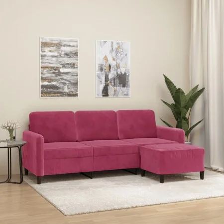 3 seater sofa with red velvet stool 180 cm by , Sofas - Ref: Foro24-3201178, Price: 300,49 €, Discount: %