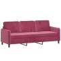 3 seater sofa with red velvet stool 180 cm by , Sofas - Ref: Foro24-3201178, Price: 300,49 €, Discount: %