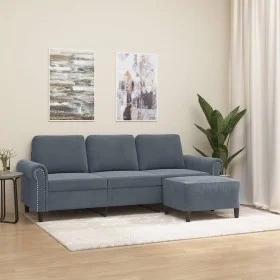 3-seater sofa with stool in dark gray velvet 180 cm by , Sofas - Ref: Foro24-3201216, Price: 325,67 €, Discount: %