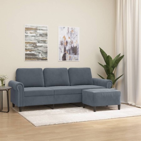 3-Sitzer-Sofa mit dunkelgrauem Samthocker 180 cm von , Sofas - Ref: Foro24-3201216, Preis: 330,09 €, Rabatt: %