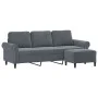 3-seater sofa with stool in dark gray velvet 180 cm by , Sofas - Ref: Foro24-3201216, Price: 325,67 €, Discount: %