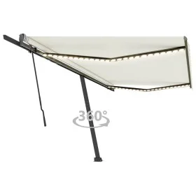 Manual retractable awning with cream LED light 500x350 cm by , Awnings - Ref: Foro24-3069862, Price: 600,27 €, Discount: %