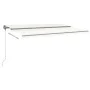 Toldo retráctil manual con luz LED crema 500x350 cm de , Toldos - Ref: Foro24-3069862, Precio: 600,64 €, Descuento: %