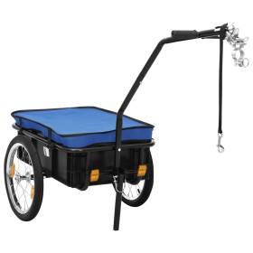 Remolque de bicicleta/carrito de mano acero azul 155x60x83 cm