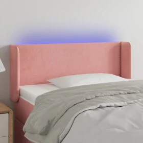 Pink velvet headboard with LED 103x16x78/88 cm by , Headboards and footboards - Ref: Foro24-3123137, Price: 57,89 €, Discount: %