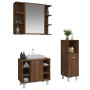 Set de muebles de baño 3 pzas madera contrachapada roble marrón