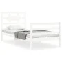 White solid wood bed frame with headboard 100x200 cm by , Beds and slatted bases - Ref: Foro24-3194432, Price: 115,23 €, Disc...