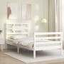 Weißer Massivholzbettrahmen mit Kopfteil 100x200 cm von , Betten und Lattenroste - Ref: Foro24-3194432, Preis: 116,79 €, Raba...