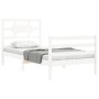 Weißer Massivholzbettrahmen mit Kopfteil 100x200 cm von , Betten und Lattenroste - Ref: Foro24-3194432, Preis: 116,79 €, Raba...