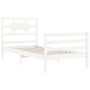 Weißer Massivholzbettrahmen mit Kopfteil 100x200 cm von , Betten und Lattenroste - Ref: Foro24-3194432, Preis: 116,79 €, Raba...