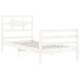 White solid wood bed frame with headboard 100x200 cm by , Beds and slatted bases - Ref: Foro24-3194432, Price: 115,23 €, Disc...