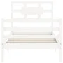 White solid wood bed frame with headboard 100x200 cm by , Beds and slatted bases - Ref: Foro24-3194432, Price: 115,23 €, Disc...