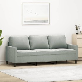 3-seater light gray velvet sofa 180 cm by , Sofas - Ref: Foro24-359209, Price: 306,47 €, Discount: %