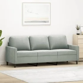 3-Sitzer-Sofa aus hellgrauem Samt, 180 cm von , Sofas - Ref: Foro24-359209, Preis: 307,23 €, Rabatt: %