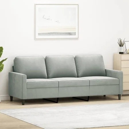3-Sitzer-Sofa aus hellgrauem Samt, 180 cm von , Sofas - Ref: Foro24-359209, Preis: 307,23 €, Rabatt: %