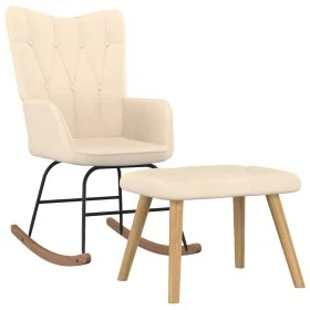 Rocking chair with footrest in cream fabric by , Rocking chairs - Ref: Foro24-327624, Price: 134,69 €, Discount: %