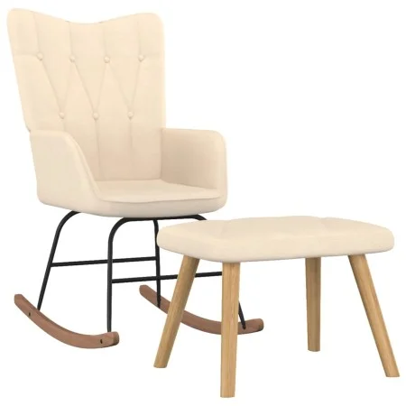 Rocking chair with footrest in cream fabric by , Rocking chairs - Ref: Foro24-327624, Price: 134,69 €, Discount: %