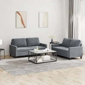 Dark gray velvet 2-piece sofa set with cushions by , Sofas - Ref: Foro24-3201497, Price: 393,17 €, Discount: %
