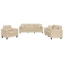 Sofa set with cushions 3 pieces cream microfiber fabric by , Sofas - Ref: Foro24-3202306, Price: 860,75 €, Discount: %