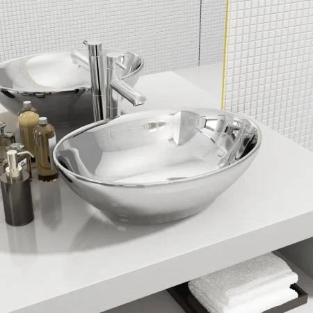 Lavabo de cerámica plateado 40x33x13,5 cm de vidaXL, Lavabos - Ref: Foro24-143473, Precio: 78,50 €, Descuento: %