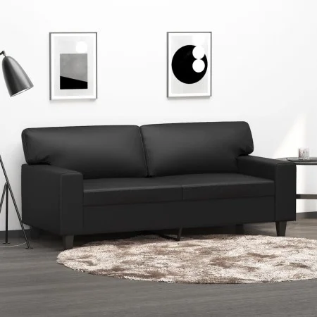 2-Sitzer-Sofa aus schwarzem Kunstleder, 140 cm von , Sofas - Ref: Foro24-359417, Preis: 242,70 €, Rabatt: %