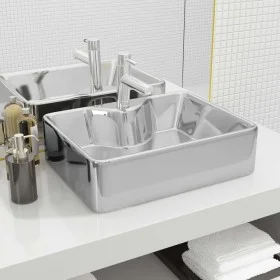 Washbasin with tap hole 48x37x13.5 cm ceramic silver by vidaXL, Sinks - Ref: Foro24-143485, Price: 70,92 €, Discount: %