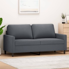 Sofá de 2 plazas de terciopelo gris oscuro 140 cm