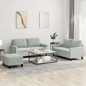 Juego de sofás con cojines 3 piezas terciopelo gris claro by , Sofas - Ref: Foro24-3201506, Price: 439,21 €, Discount: %