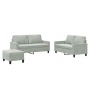 Dreiteiliges Sofaset mit Kissen aus hellgrauem Samt. von , Sofas - Ref: Foro24-3201506, Preis: 435,99 €, Rabatt: %