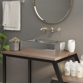 Washbasin with overflow 49x25x15 cm silver ceramic by vidaXL, Sinks - Ref: Foro24-143491, Price: 64,54 €, Discount: %