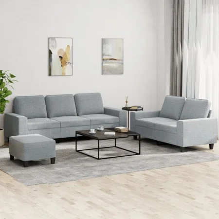 Juego de sofás 3 piezas tela gris claro de , Sofás - Ref: Foro24-3201906, Precio: 504,30 €, Descuento: %