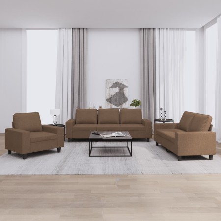Dreiteiliges Sofaset in braunem Stoff. von , Sofas - Ref: Foro24-3201869, Preis: 758,73 €, Rabatt: %