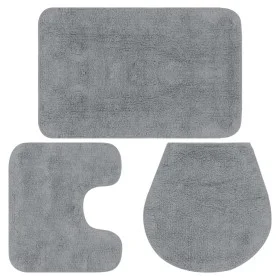 3-teiliges Stoffbadematten-Set grau von vidaXL, Teppiche und Badematten - Ref: Foro24-133222, Preis: 24,39 €, Rabatt: %