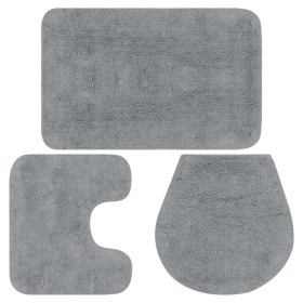 Conjunto de alfombrillas de baño de tela 3 piezas gris