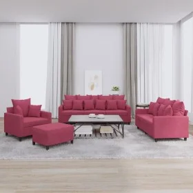 Juego de sofás con cojines 4 piezas terciopelo rojo tinto by , Sofas - Ref: Foro24-3201694, Price: 611,78 €, Discount: %