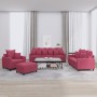 Juego de sofás con cojines 4 piezas terciopelo rojo tinto by , Sofas - Ref: Foro24-3201694, Price: 644,51 €, Discount: %