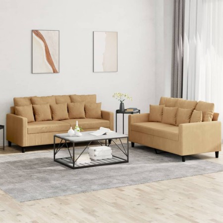 Zweiteiliges Sofaset mit braunen Samtkissen. von , Sofas - Ref: Foro24-3201707, Preis: 414,53 €, Rabatt: %