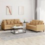 Zweiteiliges Sofaset mit braunen Samtkissen. von , Sofas - Ref: Foro24-3201707, Preis: 414,53 €, Rabatt: %